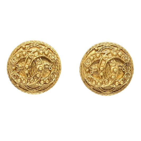 Chanel Button Clip-On Earrings Gold 94A