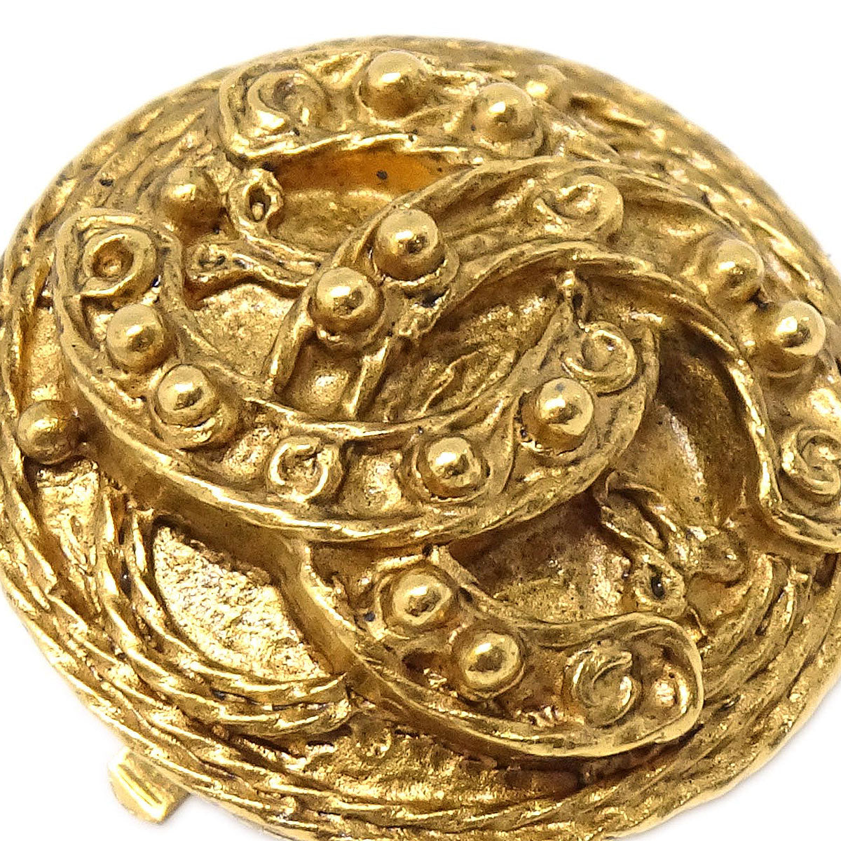 Chanel Button Clip-On Earrings Gold 94A