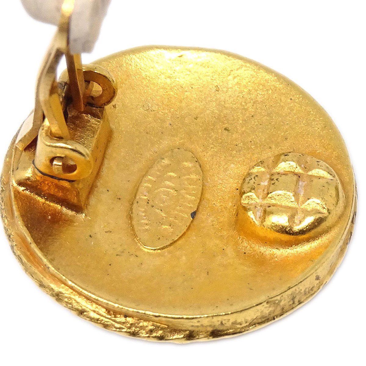 Chanel Button Clip-On Earrings Gold 94A