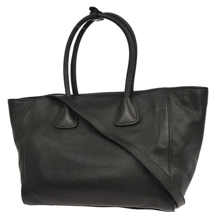 Prada Black Leather 2way Shoulder Tote Handbag