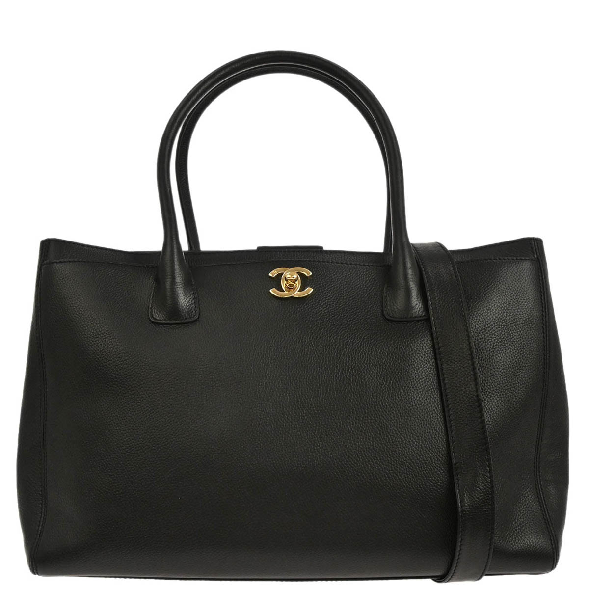 Chanel 2008-2009 Black Calfskin Executive Cerf 2way Shoulder Tote Bag