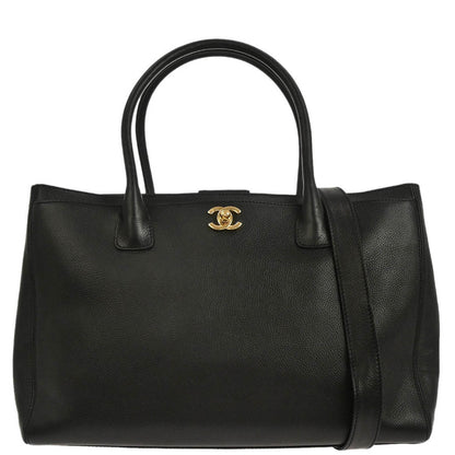 Chanel 2008-2009 Black Calfskin Executive Cerf 2way Shoulder Tote Bag