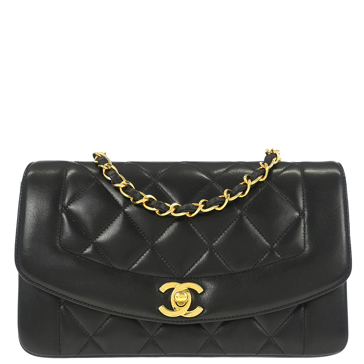 Chanel Black Lambskin Small Diana Shoulder Bag