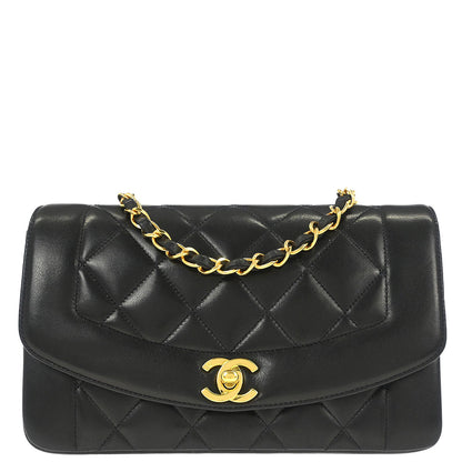 Chanel Black Lambskin Small Diana Shoulder Bag