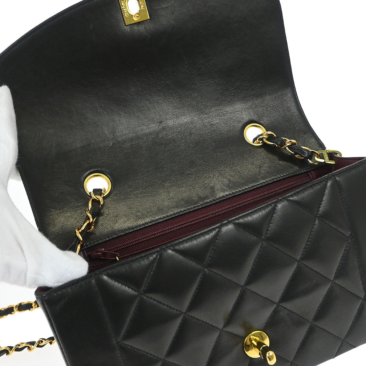 Chanel Black Lambskin Small Diana Shoulder Bag
