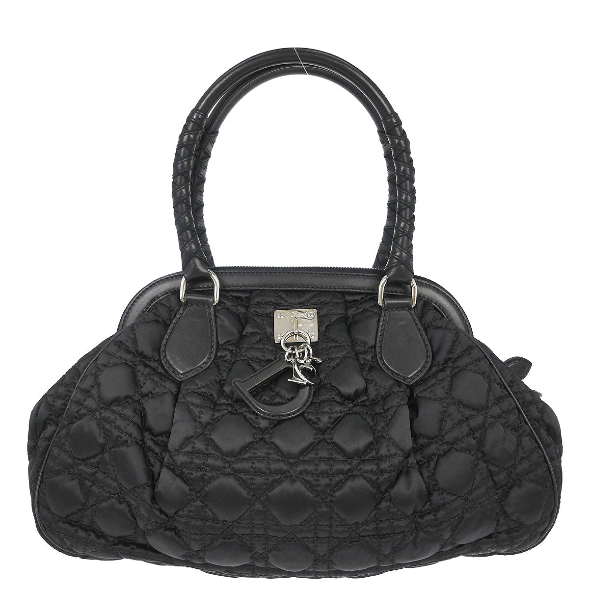 Christian Dior Black Nylon Cannage Charming Doctor Bag Handbag