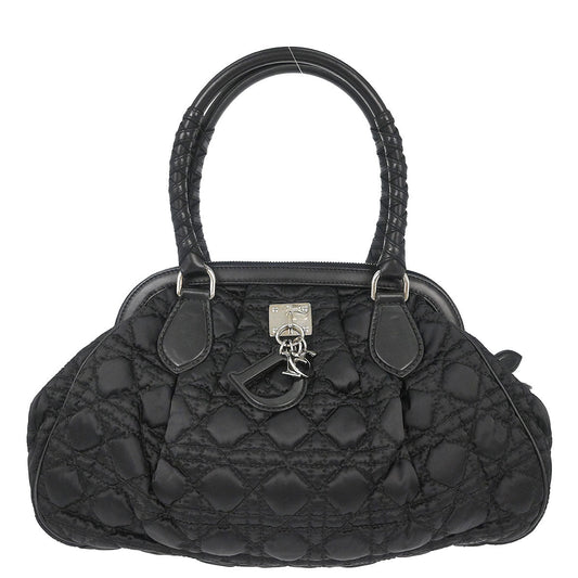 Christian Dior Black Nylon Cannage Charming Doctor Bag Handbag