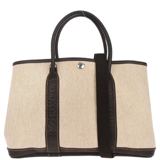 Hermes Beige Toile H Buffalo Garden Party 30 TPM 2way Shoulder Tote Bag
