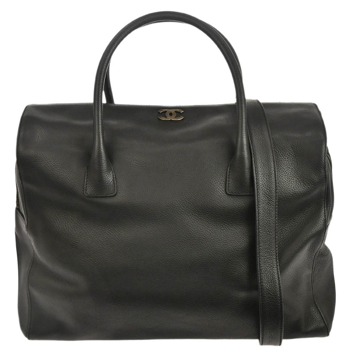 Chanel 2000-2002 Black Calfskin 2way Shoulder Tote Bag