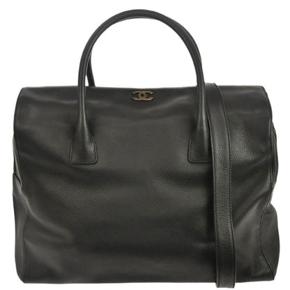 Chanel 2000-2002 Black Calfskin 2way Shoulder Tote Bag