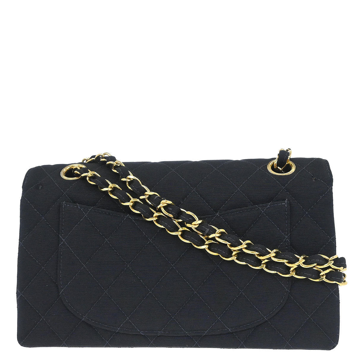 Chanel Black Cotton Small Classic Double Flap Shoulder Bag