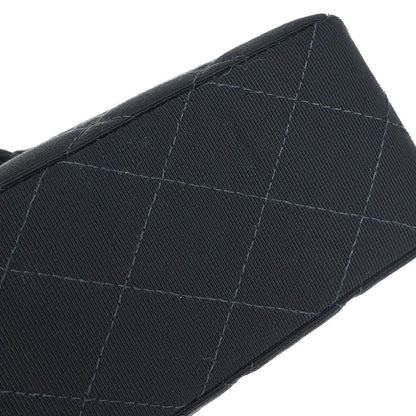 Chanel Black Cotton Small Classic Double Flap Shoulder Bag