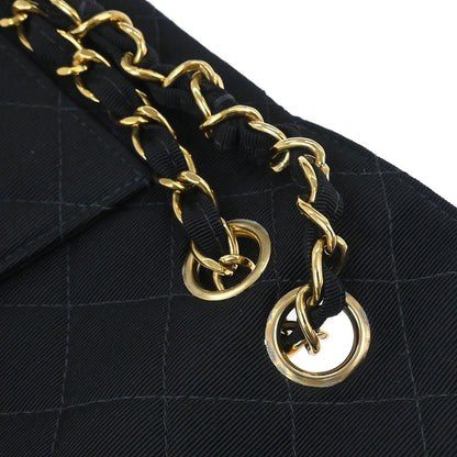 Chanel Black Cotton Small Classic Double Flap Shoulder Bag