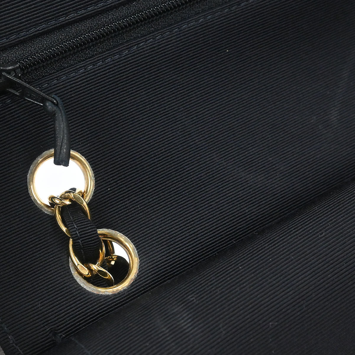 Chanel Black Cotton Small Classic Double Flap Shoulder Bag