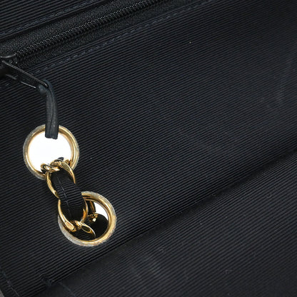 Chanel Black Cotton Small Classic Double Flap Shoulder Bag