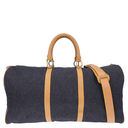 Christian Dior Navy Beige Denim Duffle Bag