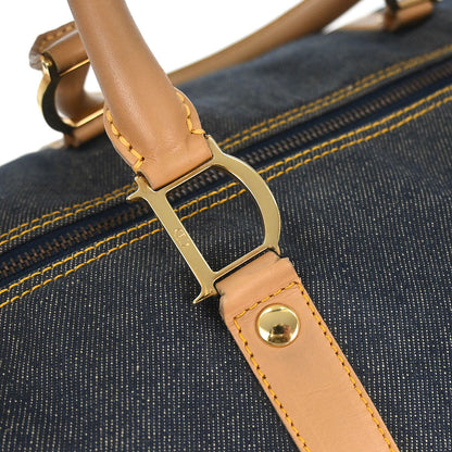 Christian Dior Navy Beige Denim Duffle Bag