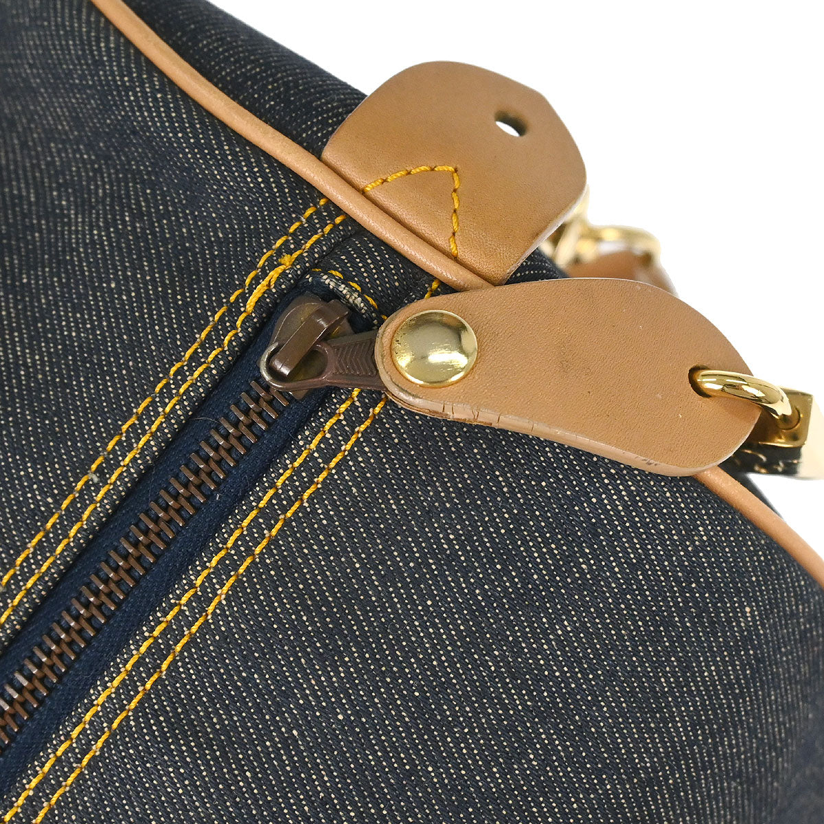 Christian Dior Navy Beige Denim Duffle Bag
