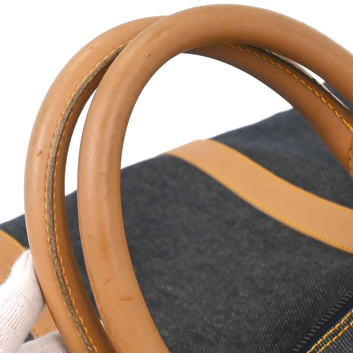 Christian Dior Navy Beige Denim Duffle Bag