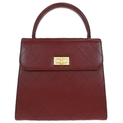 Chanel Bordeaux Caviar Skin Mademoiselle Lock Top Handle Handbag