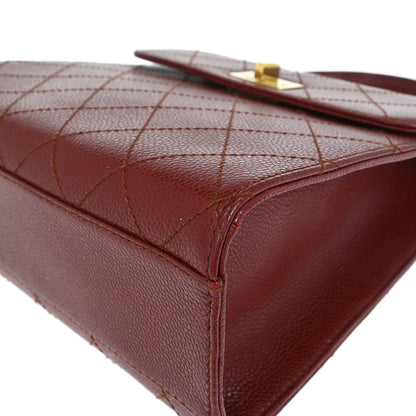 Chanel Bordeaux Caviar Skin Mademoiselle Lock Top Handle Handbag
