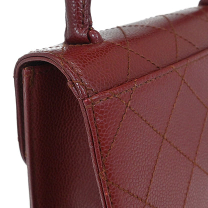Chanel Bordeaux Caviar Skin Mademoiselle Lock Top Handle Handbag