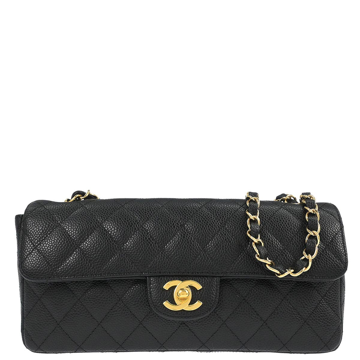 Chanel 2008-2009 Black Caviar Skin East West Shoulder Bag