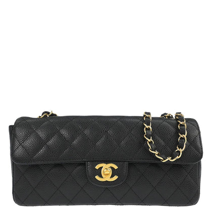 Chanel 2008-2009 Black Caviar Skin East West Shoulder Bag