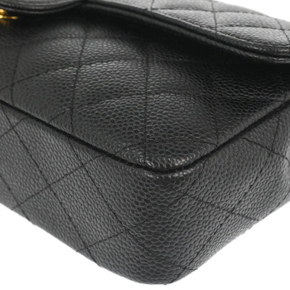 Chanel 2008-2009 Black Caviar Skin East West Shoulder Bag