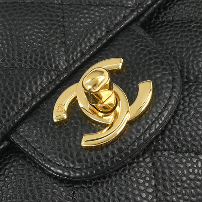 Chanel 2008-2009 Black Caviar Skin East West Shoulder Bag
