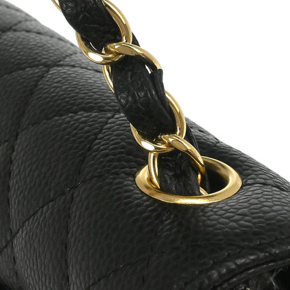 Chanel 2008-2009 Black Caviar Skin East West Shoulder Bag