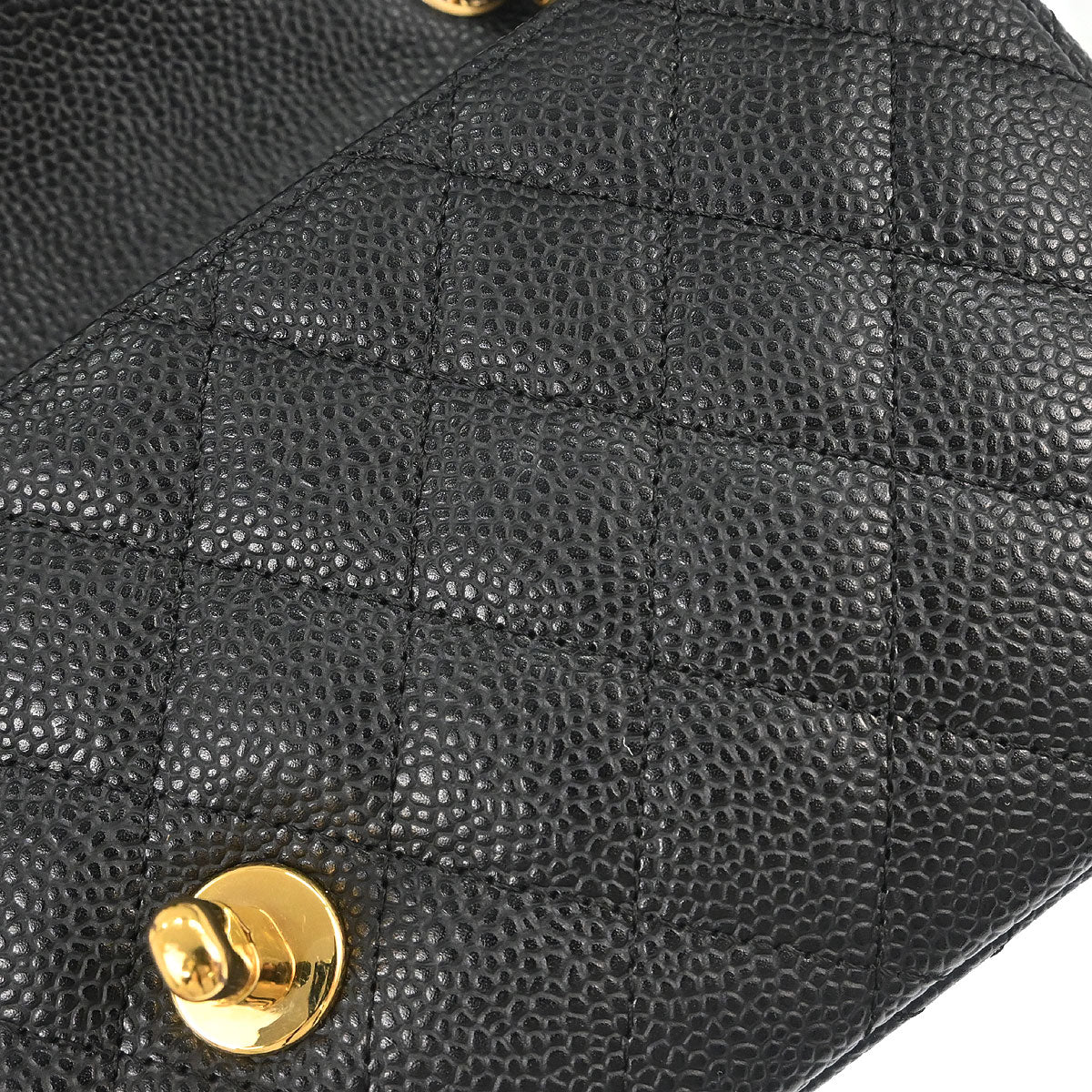 Chanel 2008-2009 Black Caviar Skin East West Shoulder Bag