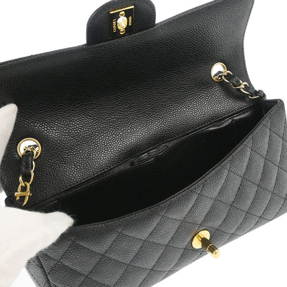 Chanel 2008-2009 Black Caviar Skin East West Shoulder Bag