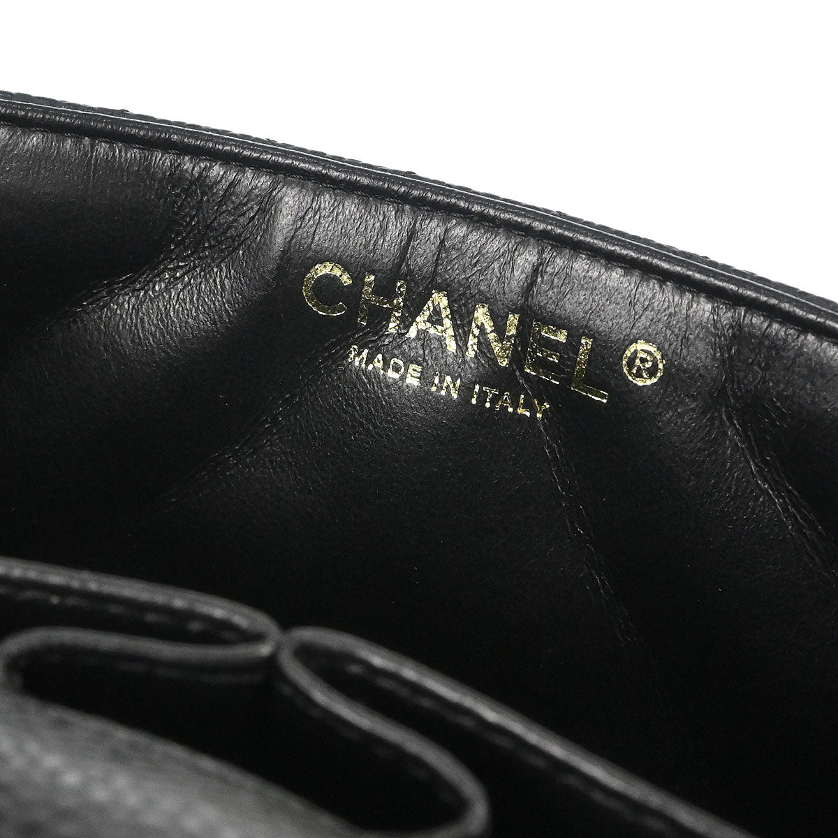 Chanel 2008-2009 Black Caviar Skin East West Shoulder Bag