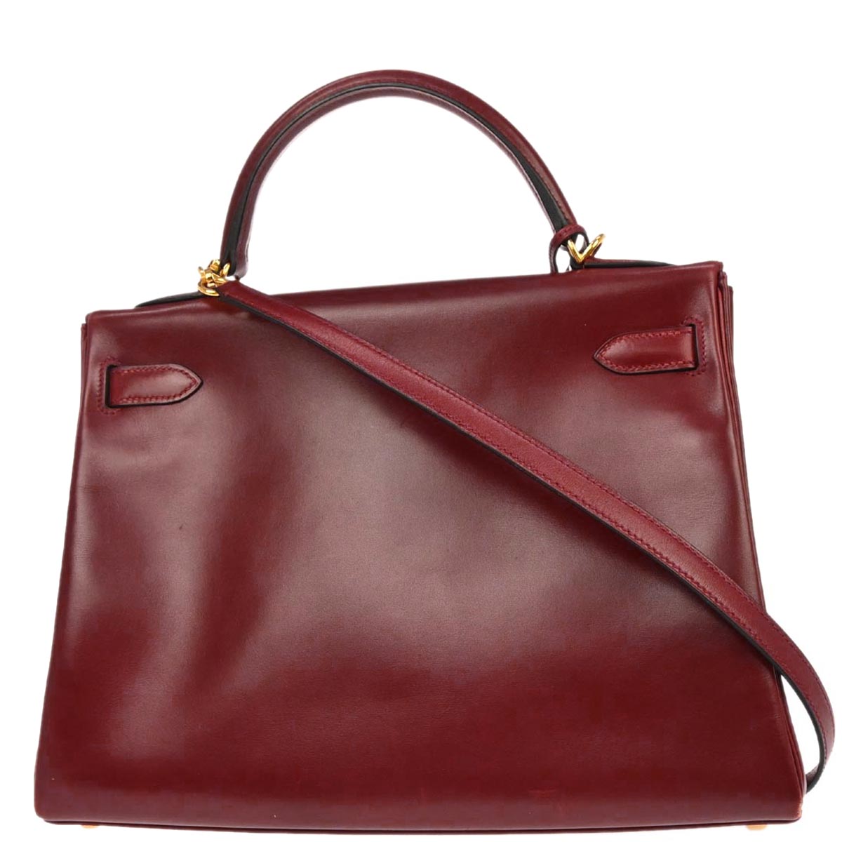 Hermes Rouge H Box Calf Kelly 32 Retourne 2way Shoulder Handbag