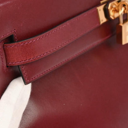 Hermes Rouge H Box Calf Kelly 32 Retourne 2way Shoulder Handbag