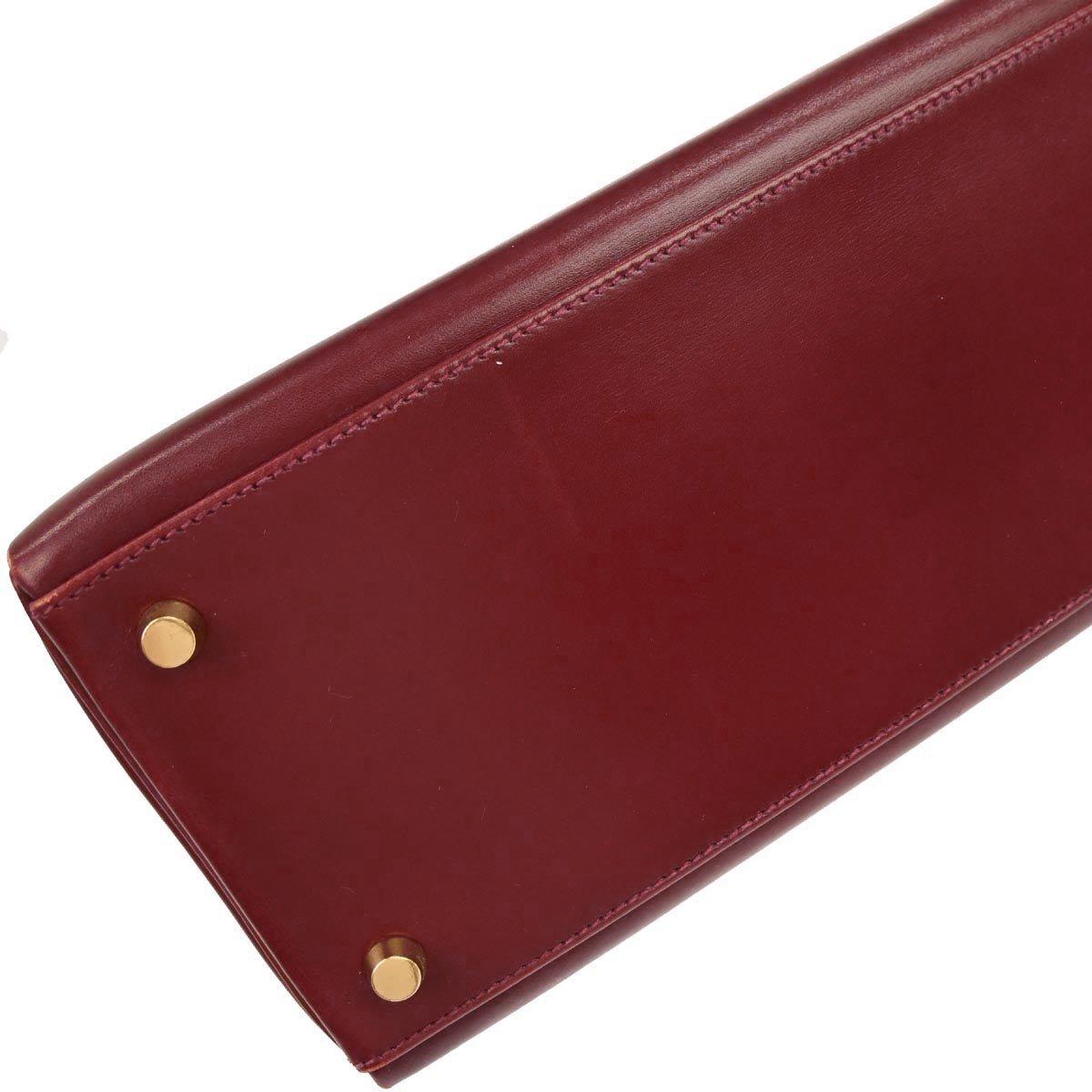 Hermes Rouge H Box Calf Kelly 32 Retourne 2way Shoulder Handbag