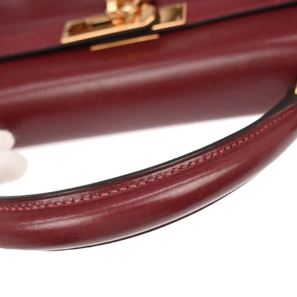 Hermes Rouge H Box Calf Kelly 32 Retourne 2way Shoulder Handbag