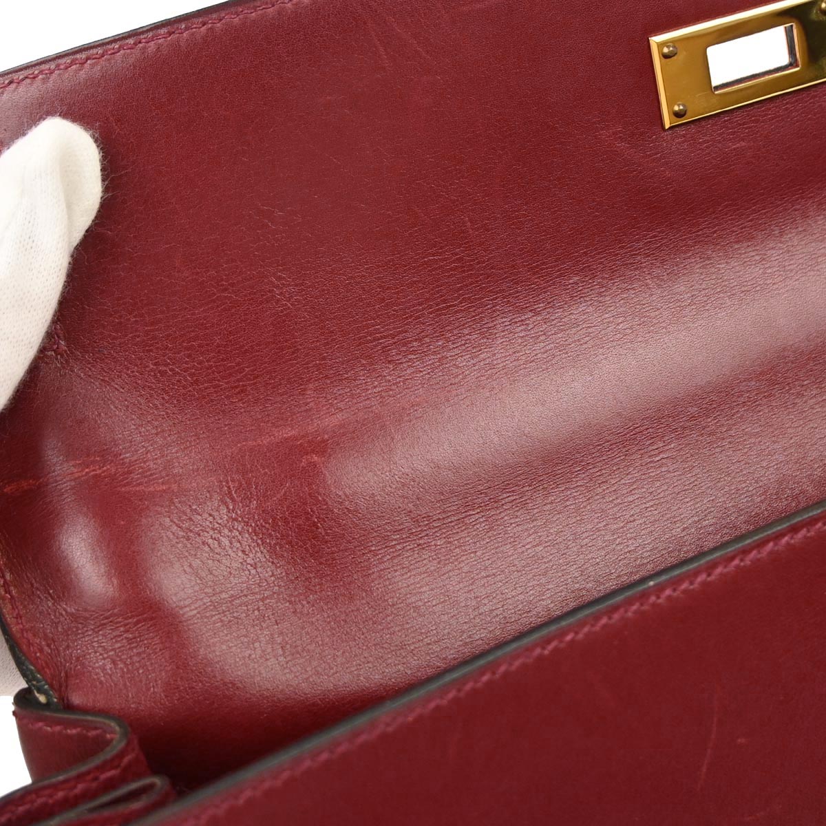 Hermes Rouge H Box Calf Kelly 32 Retourne 2way Shoulder Handbag