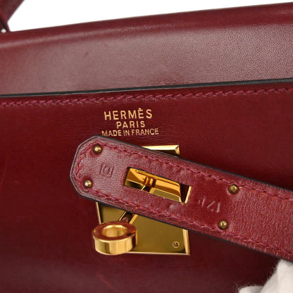 Hermes Rouge H Box Calf Kelly 32 Retourne 2way Shoulder Handbag