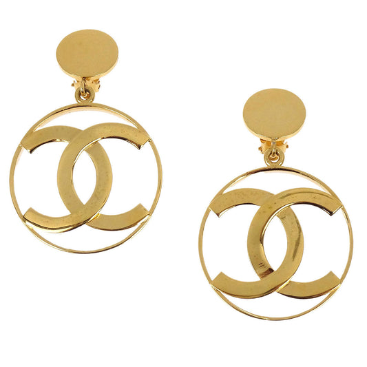Chanel Hoop CC Dangle Clip-On Earrings Gold
