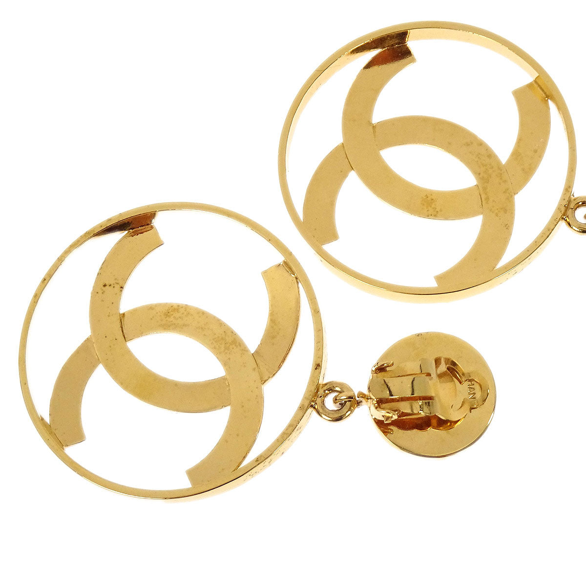 Chanel Hoop CC Dangle Clip-On Earrings Gold