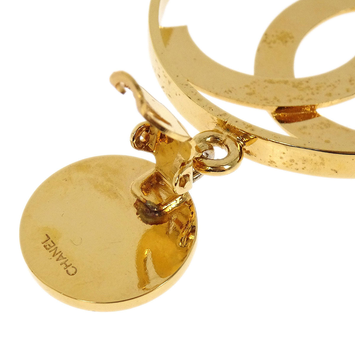 Chanel Hoop CC Dangle Clip-On Earrings Gold