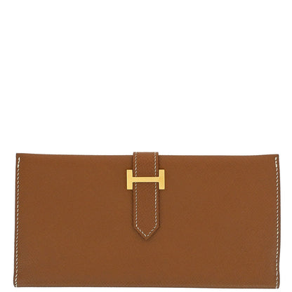 Hermes Gold Epsom Bearn Bifold Long Wallet