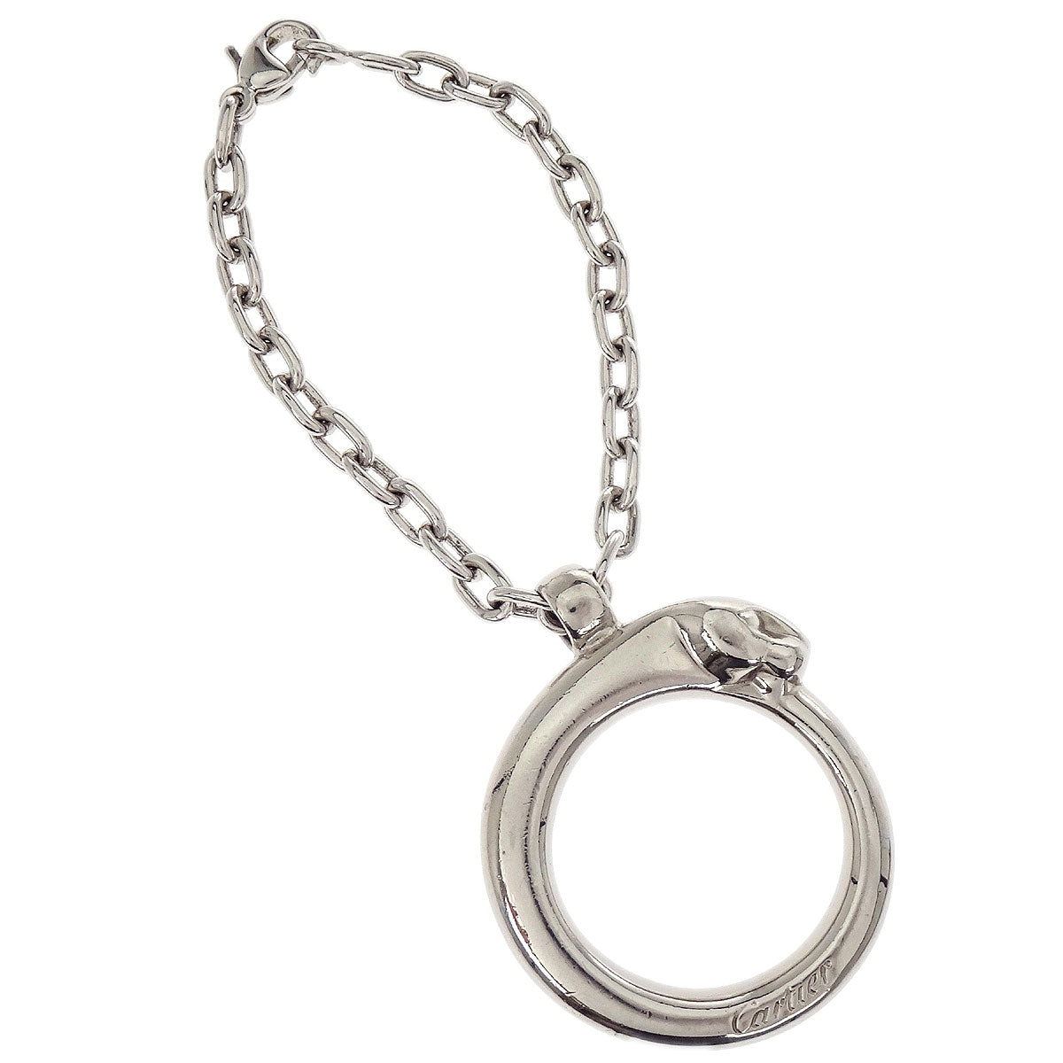 Cartier Panthere Key Holder Bag Charm Silver Small Good