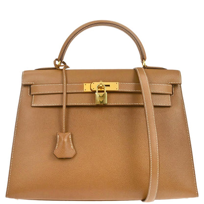 Hermes Gold Courchevel Kelly 32 Sellier 2way Shoulder Handbag