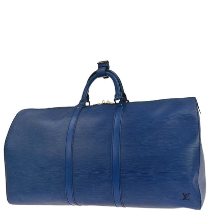 Louis Vuitton Blue Epi Keepall 55 Travel Handbag M42955