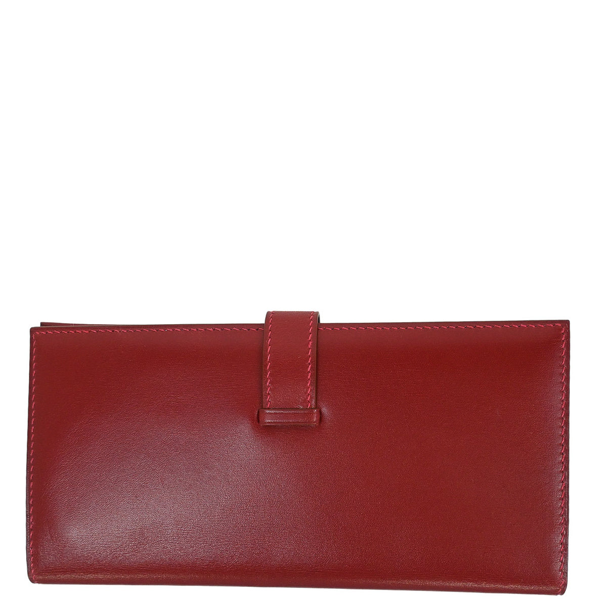 Hermes Rouge H Box Calf Bearn Bifold Long Wallet