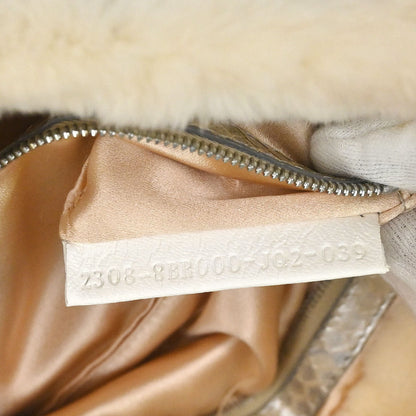 Fendi * White Rabbit Fur Python Baguette Handbag