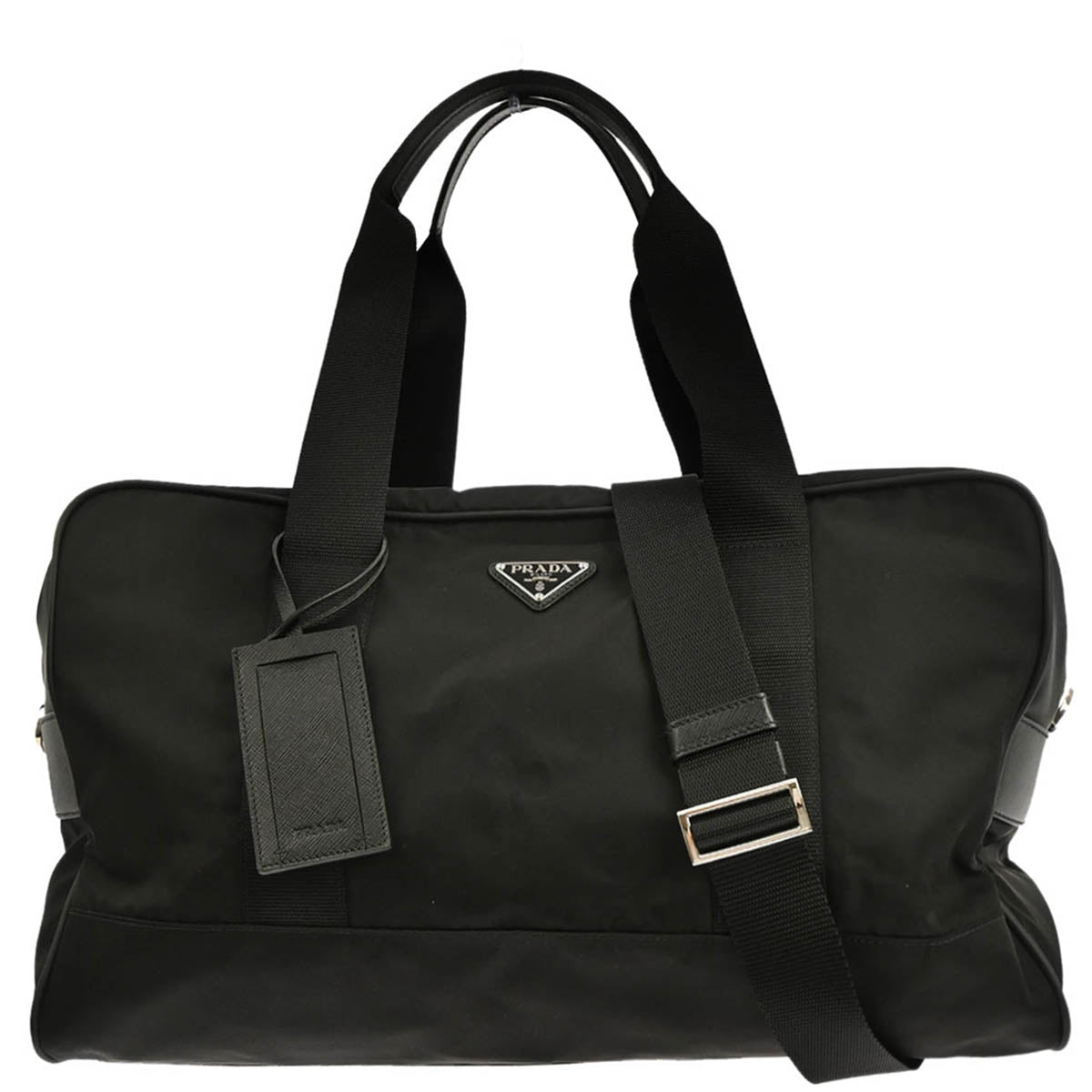 Prada Black Nylon 2way Duffle Shoulder Handbag